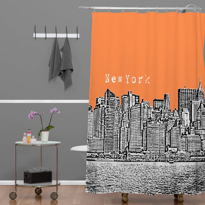 Rideau de douche simple new york Bird Ave, Orange