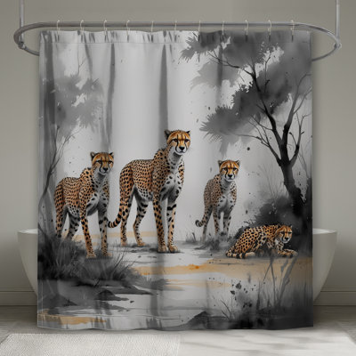 Rideaux de douche Cheetah Family Illustration