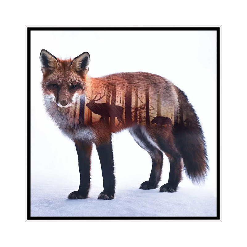 Fox I 1 Piece Wall Art on Canvas, 45.72 cm H x 45.72 cm W, White Framed