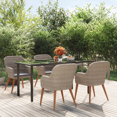 Ensemble de salle à manger de jardin avec chaises noires et brun
