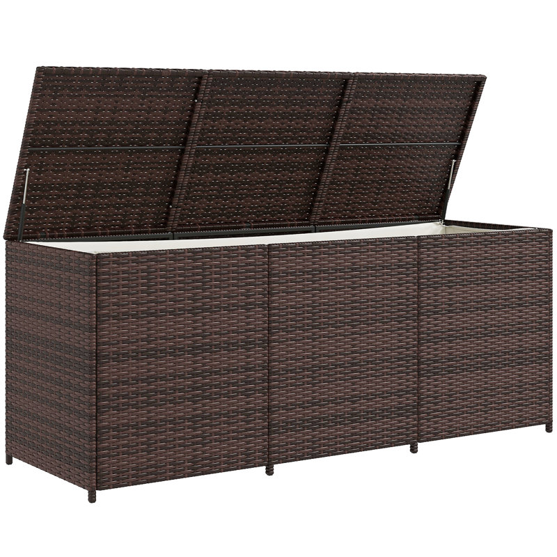 Boîte de rangement d'extérieur de 175 gallons avec doublure intérieure Outsunny, Brun