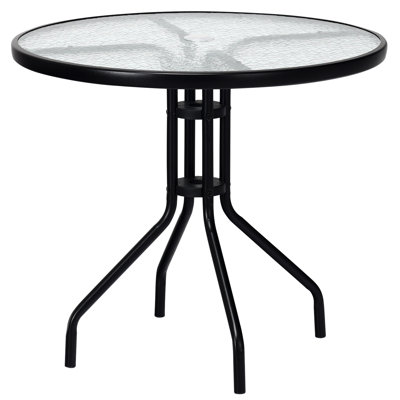 Roisin Round Metal Outdoor Coffee Table With Umbrella Hole , 70cm cm W 70cm cm D