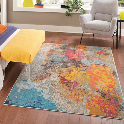 Washable Abstract Indoor Rug