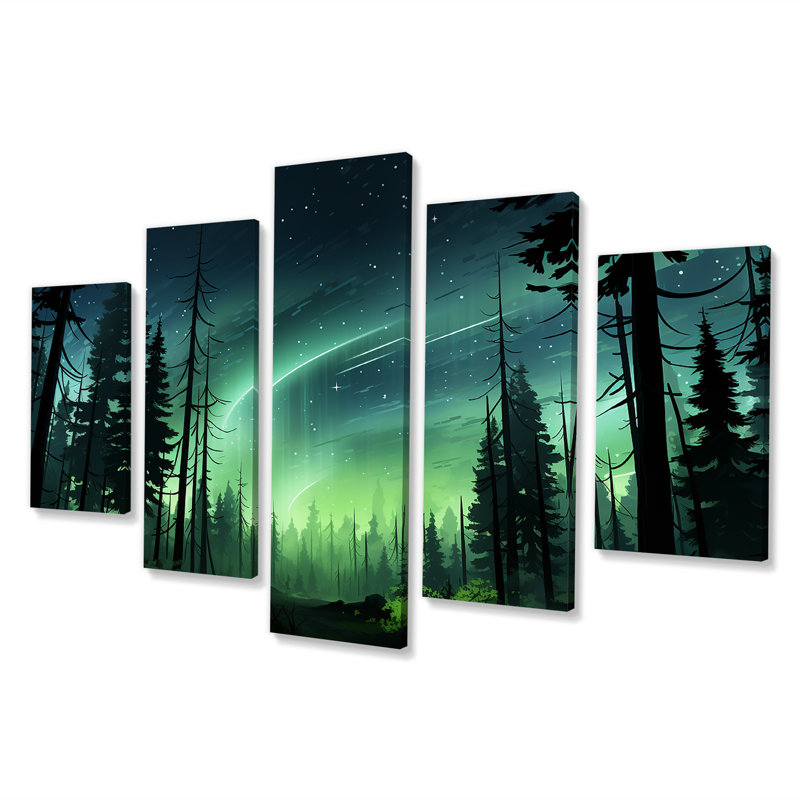 «Canadian Boreal Ballet III - Northern Lights Multipanel», art mural