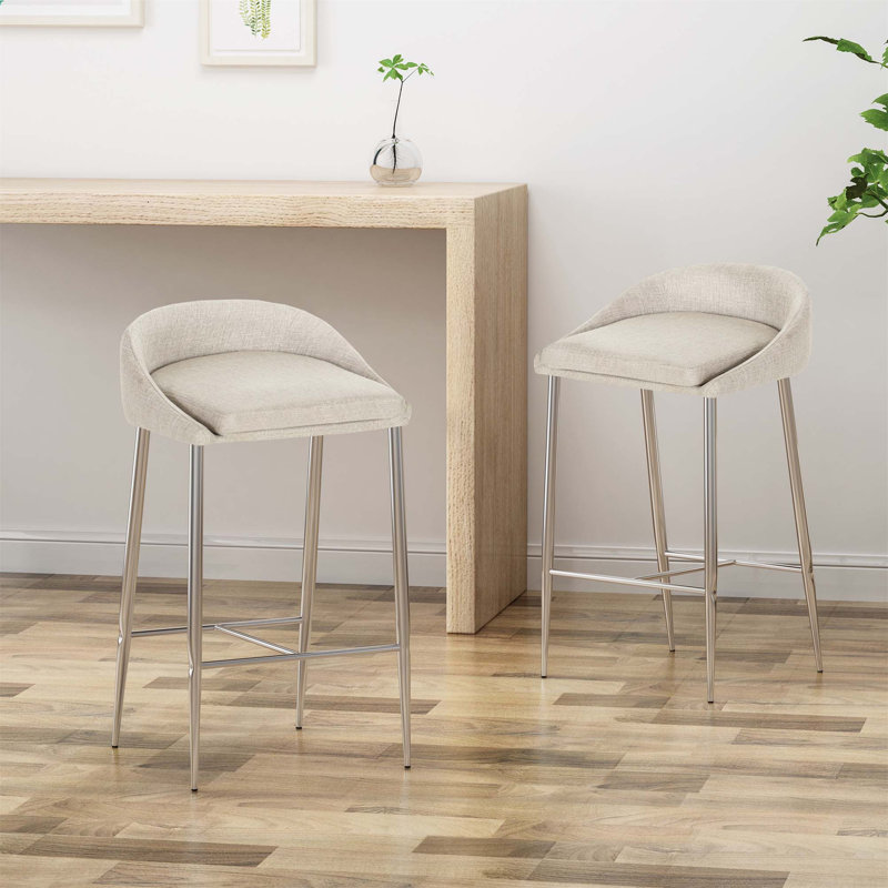 Tabouret de comptoir rembourré 26 po Shounda, Beige