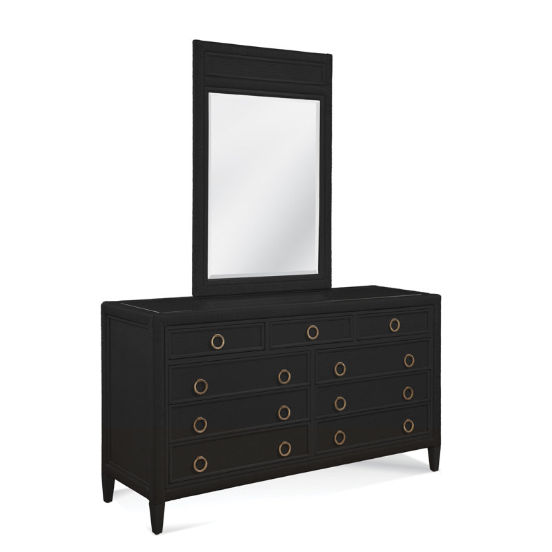 Commode 9 tiroirs avec miroir Warwick, Antique Black