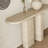 Beige Stone Oval Console Table-504332845
