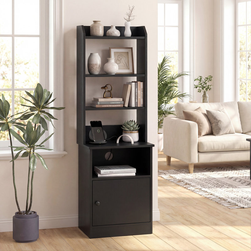45cm W Manufactured Wood Bedside Table, Black