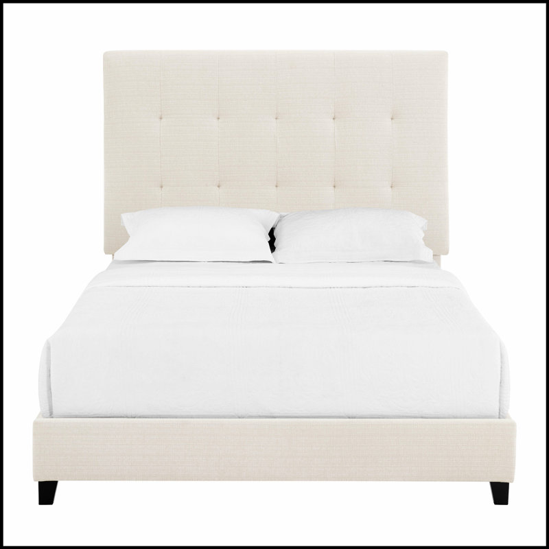 Lit plateforme capitonné capitonné avec structure durable et design élégant pour les chambres à coucher modernes