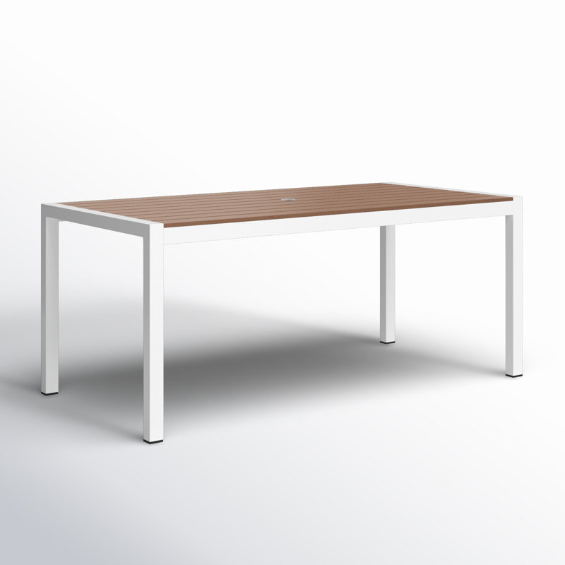 Table de salle à manger Aynura, Teck, Blanc