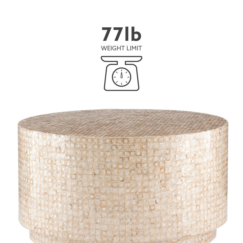 Round Gold Capiz Shell Mosaic Coffee Table