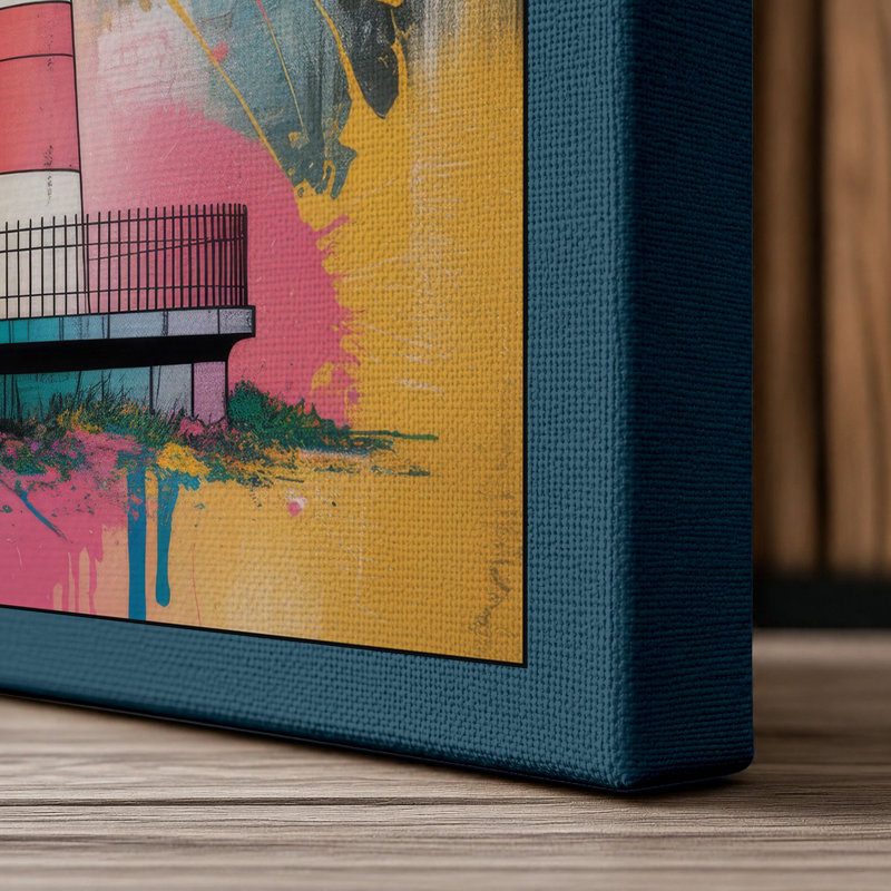 Lighthouse Bursting Modern - Wrapped Canvas, 18x12 - 45.7 x 30.5 cm, Teal Border
