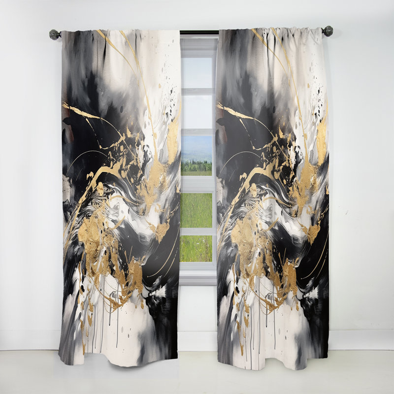 Elmhurst - Exploring The Depths Of Gold Marble II - Modern Curtain - Velvet Room Darkening - 1 panel, 52" W x 120" L
