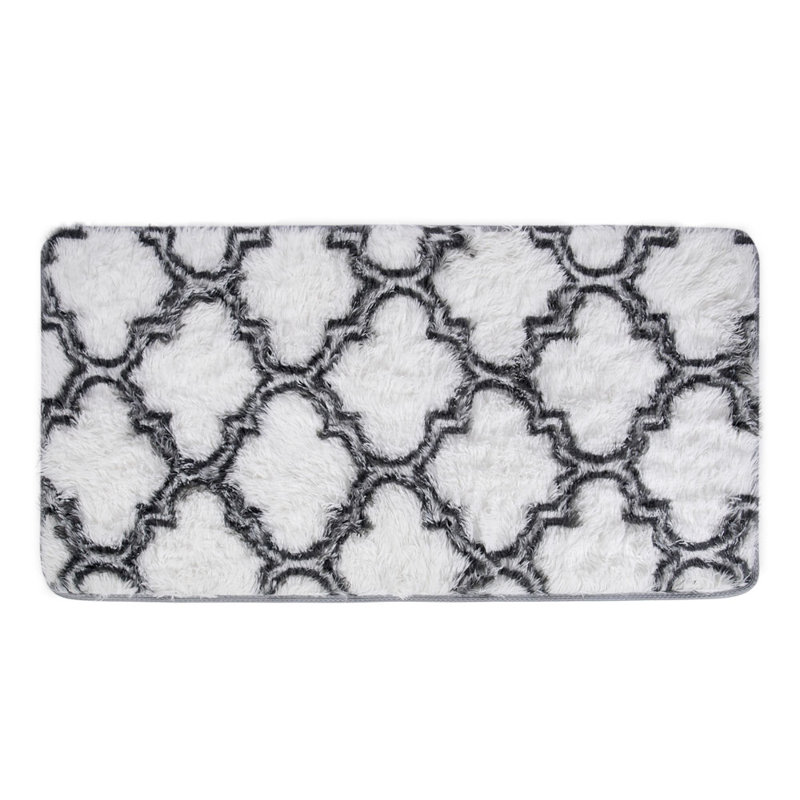 Damask Faux Sheepskin Area Rug, Rectangle 100 x 180 cm