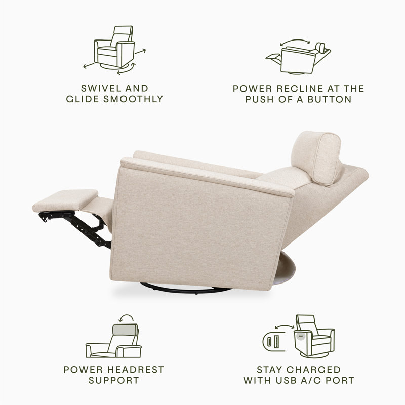 Willa Plus Power Glider Recliner w/ Power Headrest, Performance Beach Eco-Weave