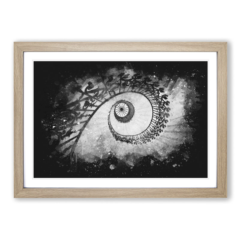 Spiral Staircase - Picture Frame Graphic Art, 33cm H x 45cm W x 2cm D, Oak Framed