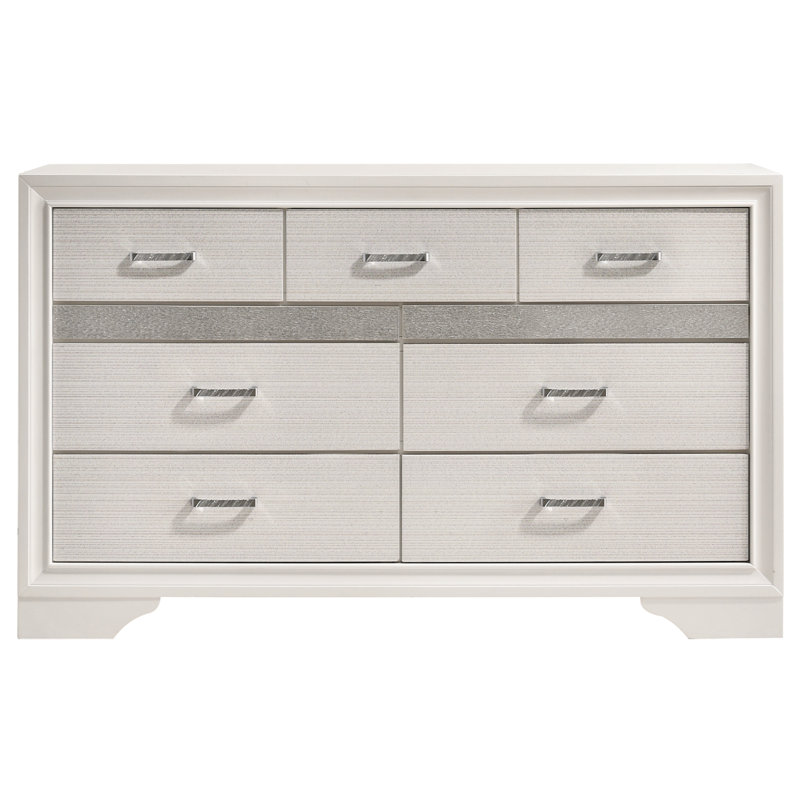 Commode double H 7 tiroirs H 63 po Hoya, Blanc