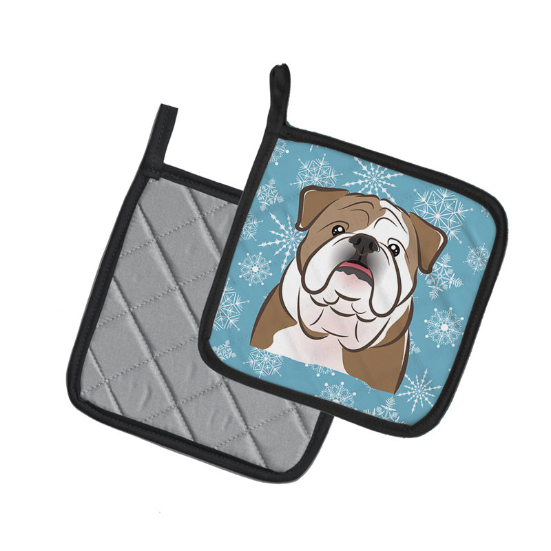 The Holiday Aisle® Ashlynn Polyester Potholder, Blue/Brown