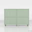 Buffet en verre arqué vert avec 4 portes et 2 tiroirs