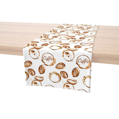 Table Runner, 100% Cotton, 16X108"", Coffee Shop Print -  East Urban Home, 49E72E43B3EE4B498069A2E8D78676B1