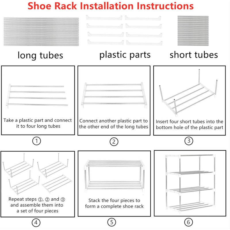 Stackable Shoe Rack For Entryway, Hallway, And Closet - Space-Saving Storage And Organization Solution, Stainless Steel/White