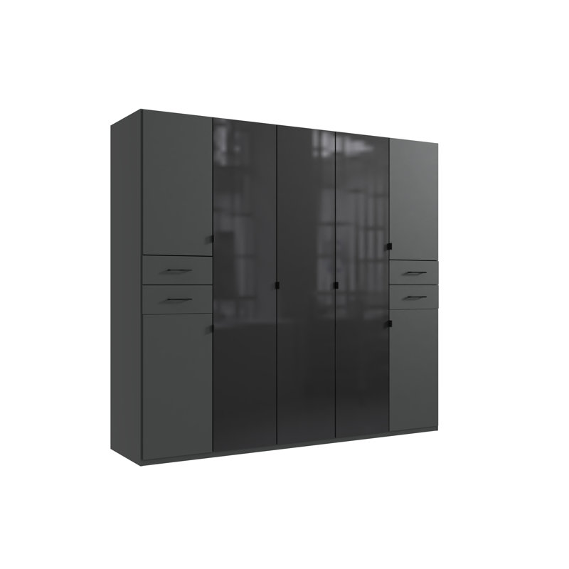 Anetria 7 Door Manufactured Wood Wardrobe, Black