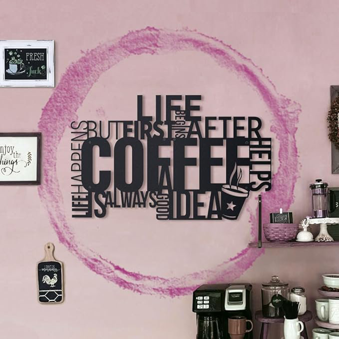 Coffee Metal Wall Art - Kitchen and Cafe Wall Sign - Coffee Bar Decor