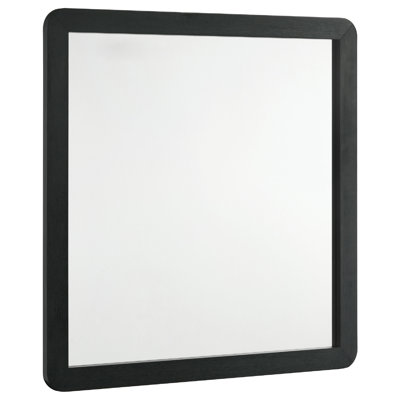 Cavy Dresser Mirror, Rounded Corners And Flat Glass, Black Melamine