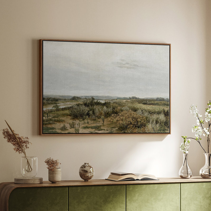 Paysage rétro - CMXL, H 17 po x l 25 po x P 2 po, Toile encadrée noyer flottant