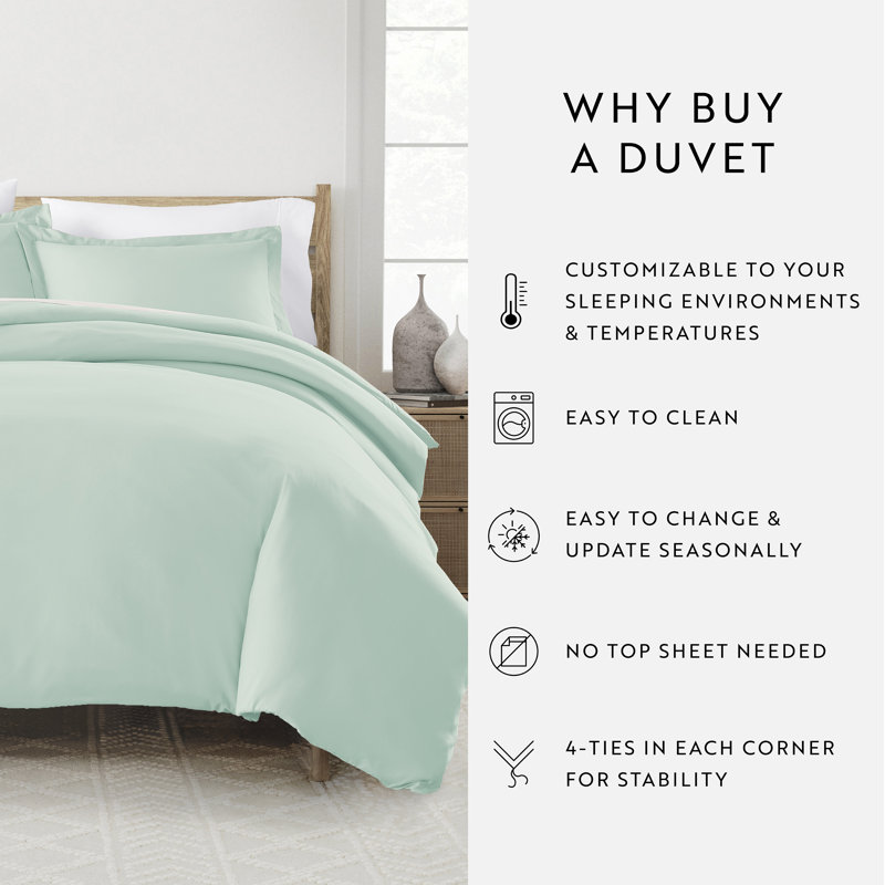 Super Soft Microfiber Duvet Cover Set, King Duvet Cover + 2 Shams, Aqua