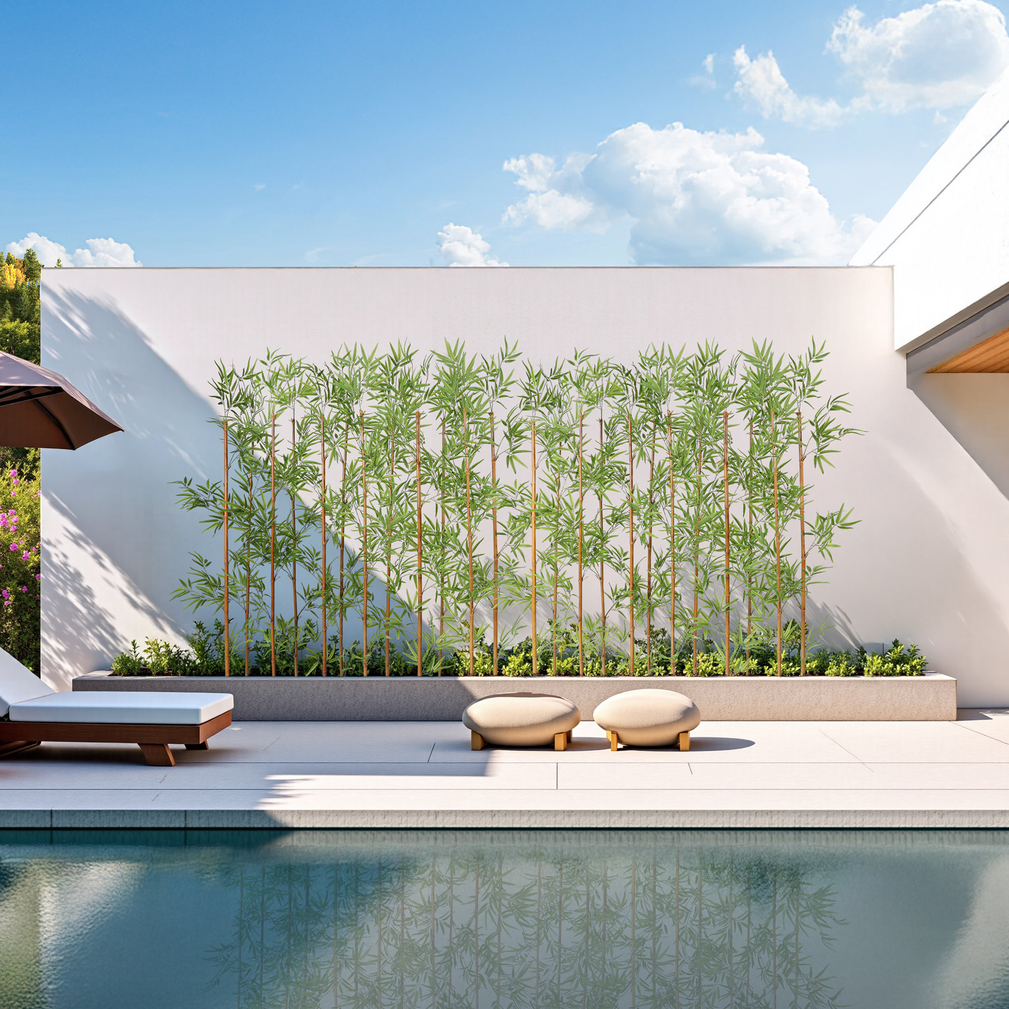 Adcock Artificial Bamboo Tree, Privacy Fence Decor - Real Bamboo Pole with UV Resistant Leaves, 24, 84" H x 15" W x 15" D