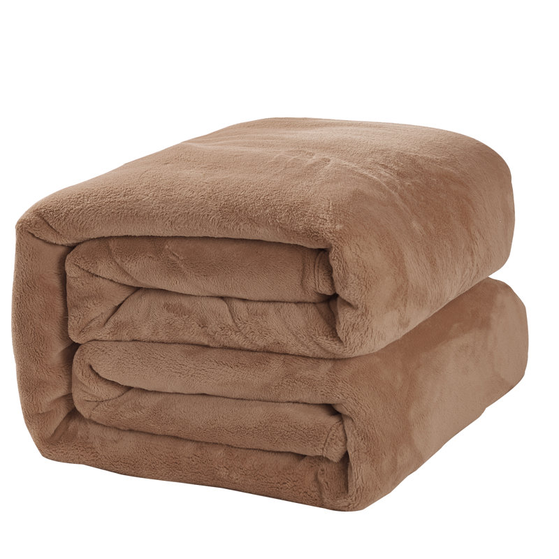 Couverture en flanelle de lait, Brun, Grand