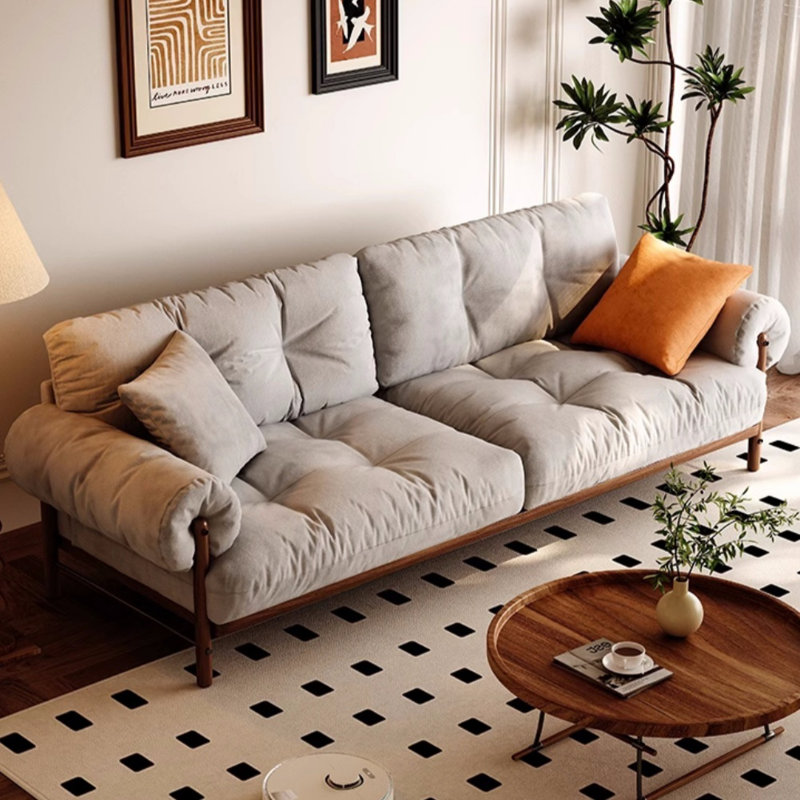Small-Apartment Retro Linen Straight Couch