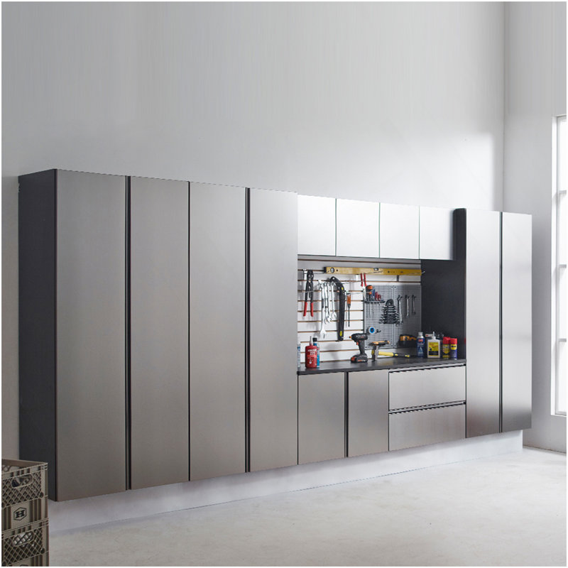 Nova Series Wood Wall Mounted Garage Cabinet In Metallic Gray