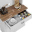 Garde-manger 71 "avec portes en verre et support pour micro-ondes, buffet autoportant avec tablettes et tiroir-2088605679