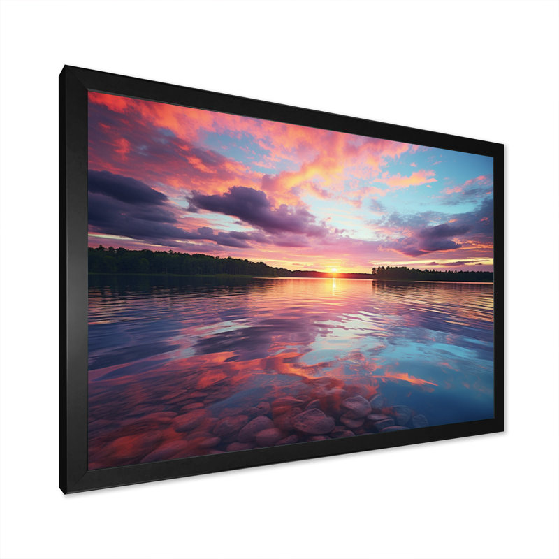 Sunset Cotton Candy Skies I - Landscapes Wall Decor, H 16 po x l 32 po x P 1 po, Cadre photo noir