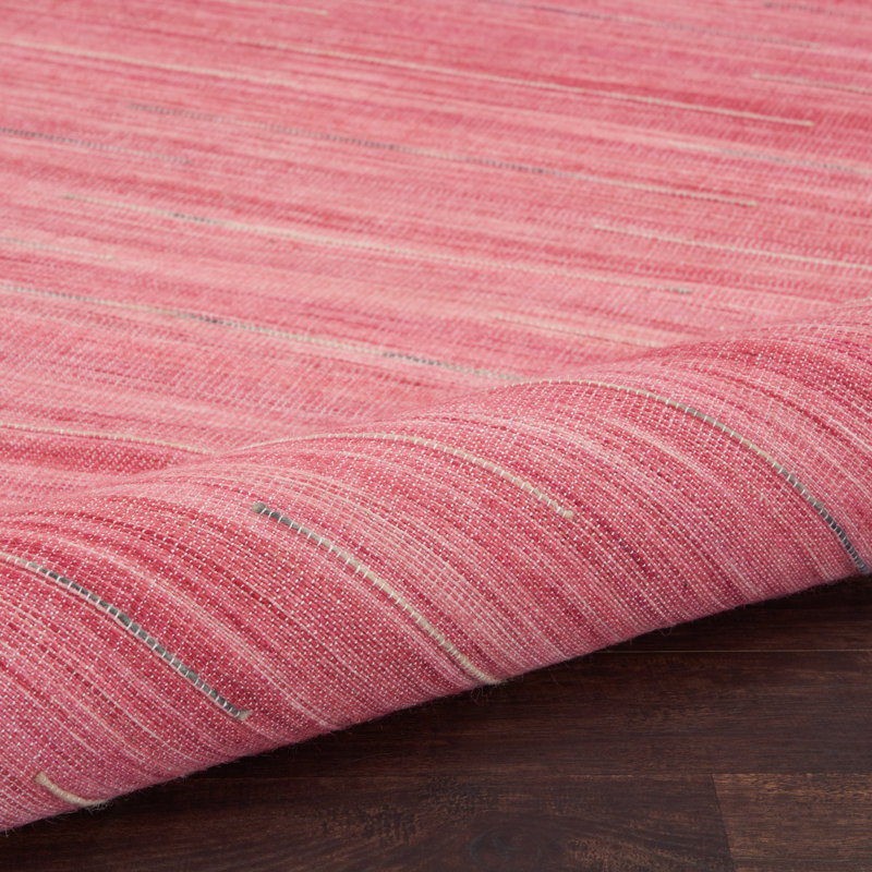 Tapis rose / rose en laine tissé à la main Anerinda, Rectangle 9 pi x 12 pi