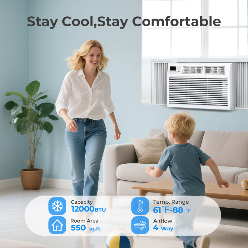 12000Btu Silent And Efficient Window Air Conditioner - Fast Cooling, Remote Control, Doe/Ul/Csa