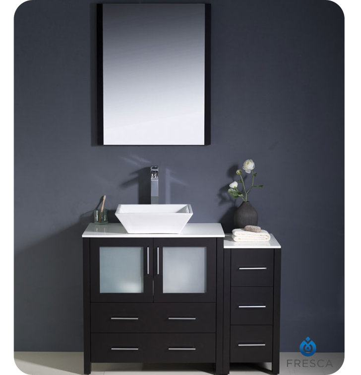 Ensemble de meuble-lavabo sur pied à simple cuve 42 "avec miroir Fresca Torino