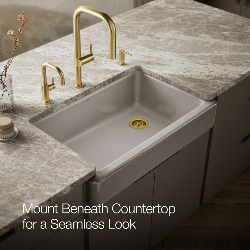 Whitehaven® Self-Trimming 36" L x 22" W Farmhouse Kitchen Sink, Truffle