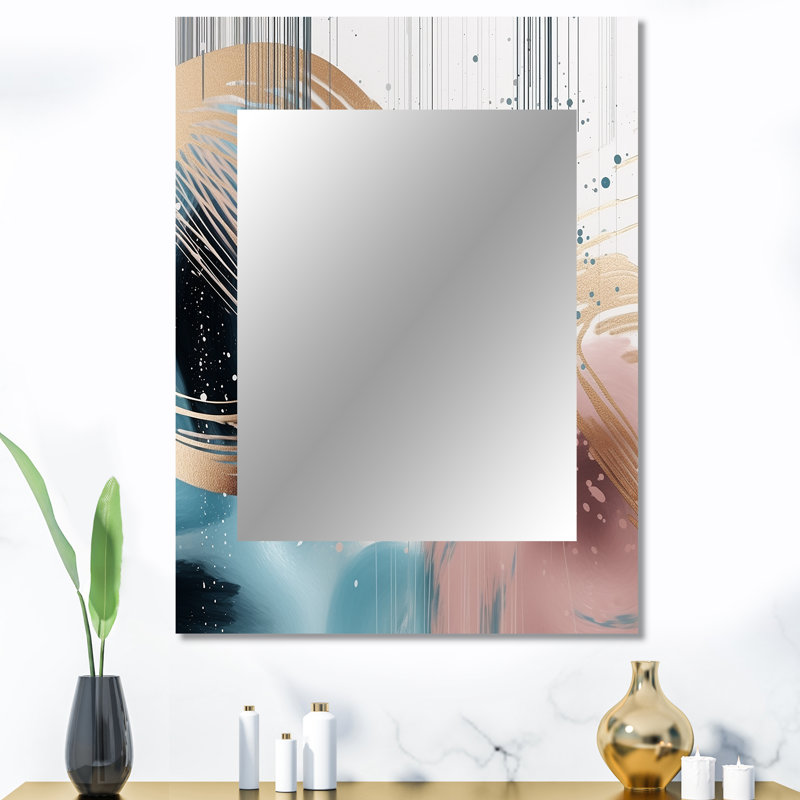 Whispers Of Marble I - Marble Decorative Mirror, Gold Wall Mirror, Printed Metal Art, 40" x 30"