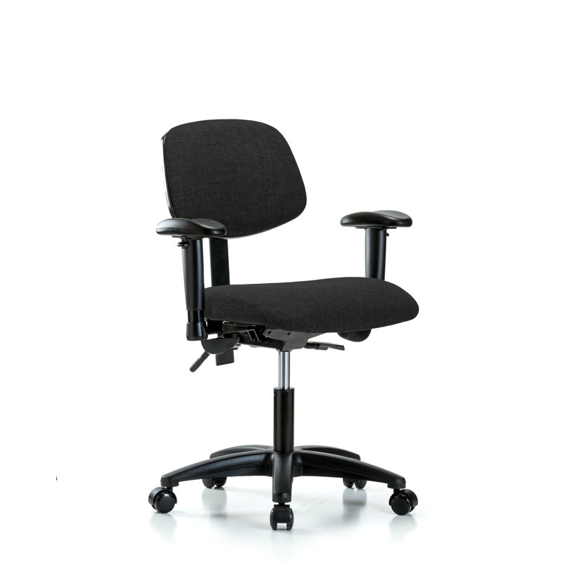 Chaise de tâches ergonomique Maegan, Noir, Roulettes, Inclus