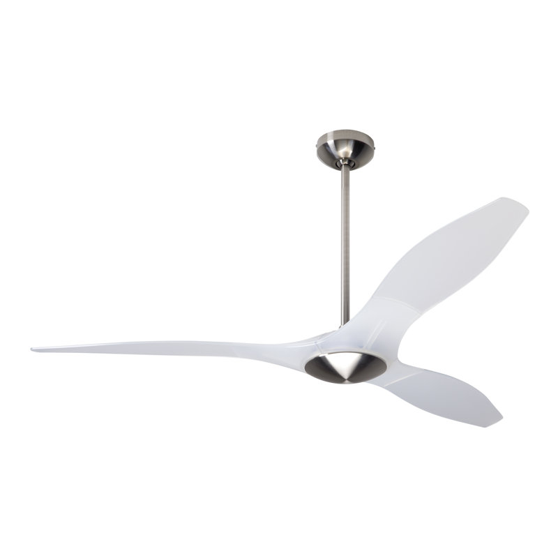 IC Brisa Downrod Ceiling Fan, Bright Nickel/Translucent, Handheld Remote Control