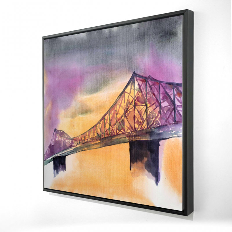 "Pont Montréal-Montréal" sur toile, Orange / mauve