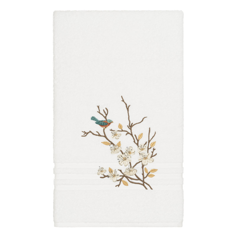 Serviette de bain en coton Spring Time, Blanc