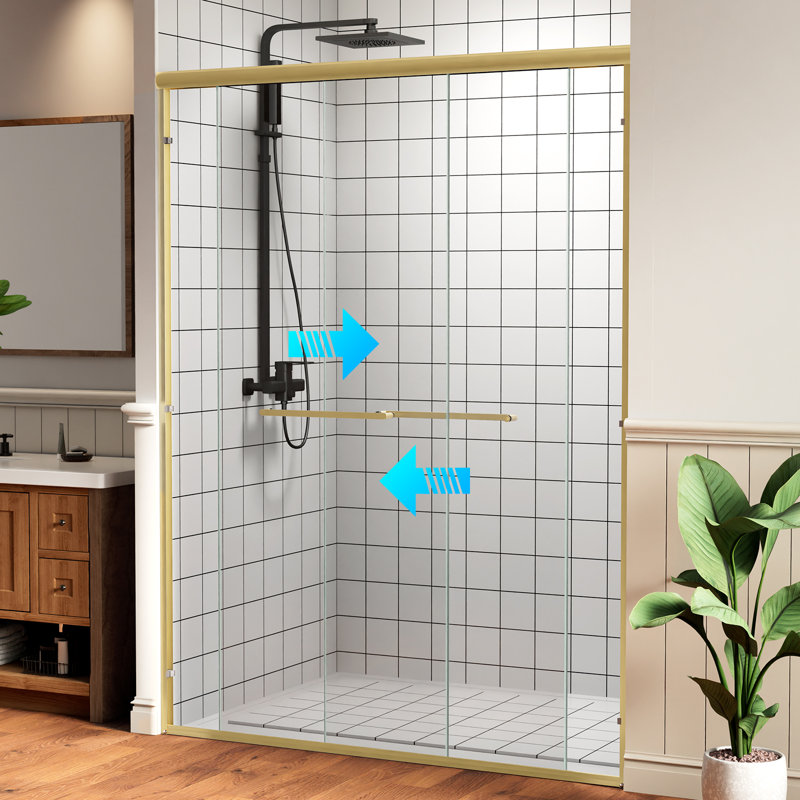 60" X 72" Semi-Frameless Double Sliding Shower Door - Clear Tempered Glass Bypass Door For Walk-In Showers, Easy Installation