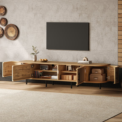 70inch TV Stand with Rattan Doors