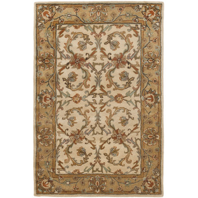 Tapis beige / doré en laine touffeté à la main Cranmore