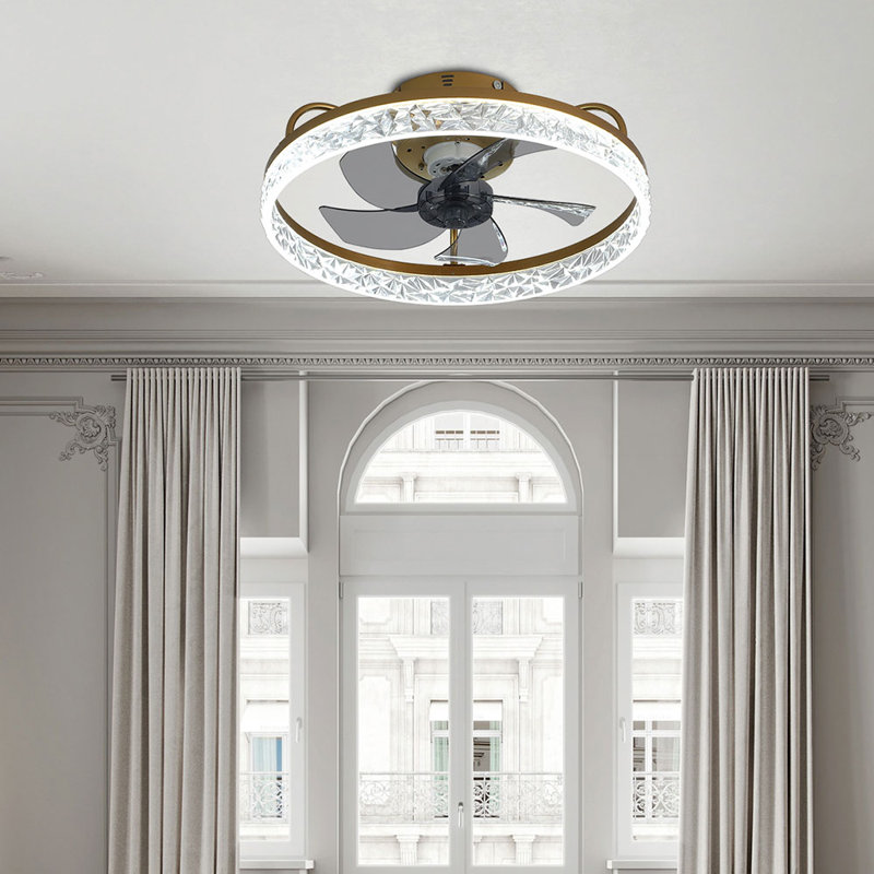 Kappa 48cm Crystal Ceiling Fan with LED Lights, Gold