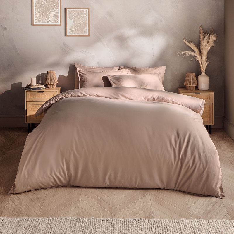 Silentnight Washed Cotton Rich Duvet Set, Beige, Double